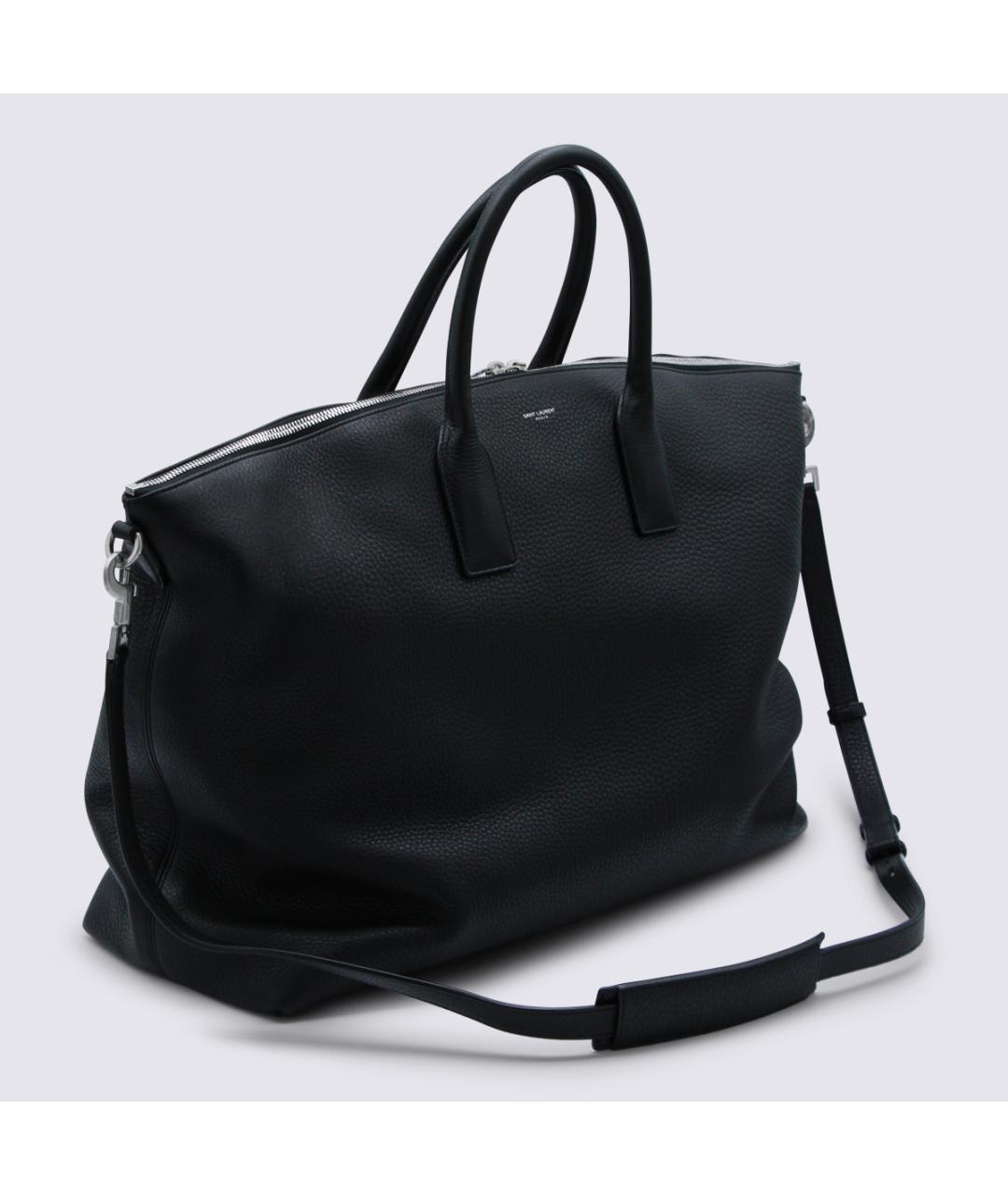 SAINT LAURENT Черная кожаная сумка тоут, фото 2