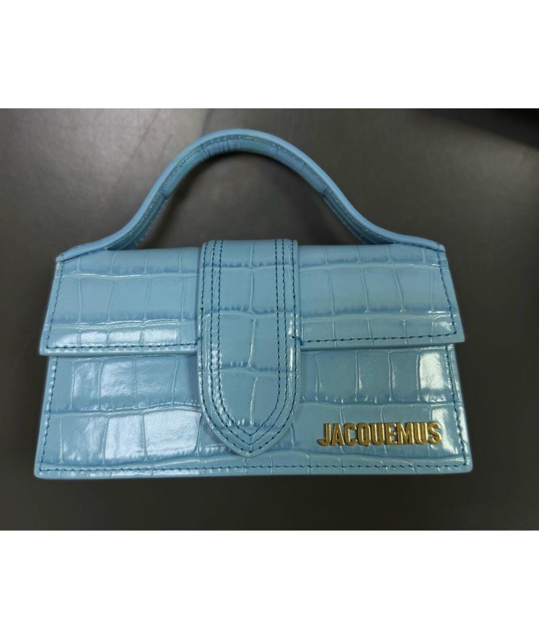 JACQUEMUS Голубая кожаная сумка с короткими ручками, фото 2