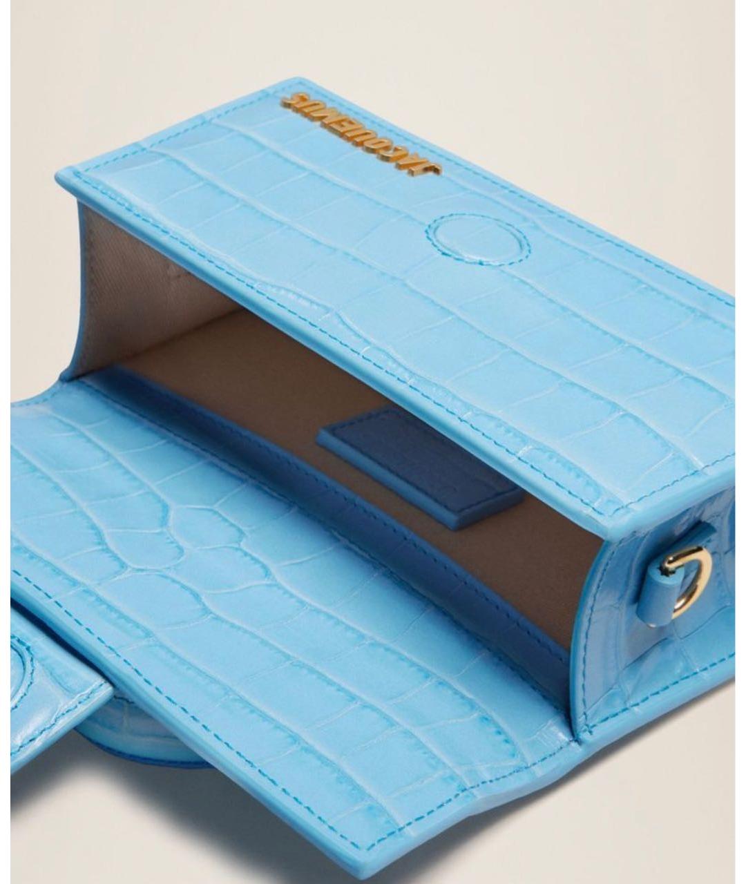 JACQUEMUS Голубая кожаная сумка с короткими ручками, фото 4