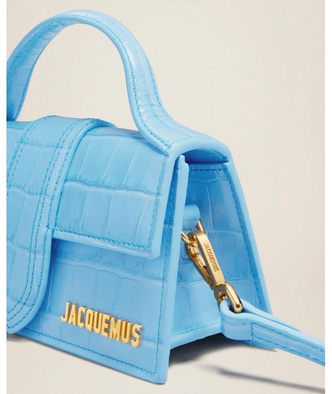 JACQUEMUS Голубая кожаная сумка с короткими ручками, фото 5