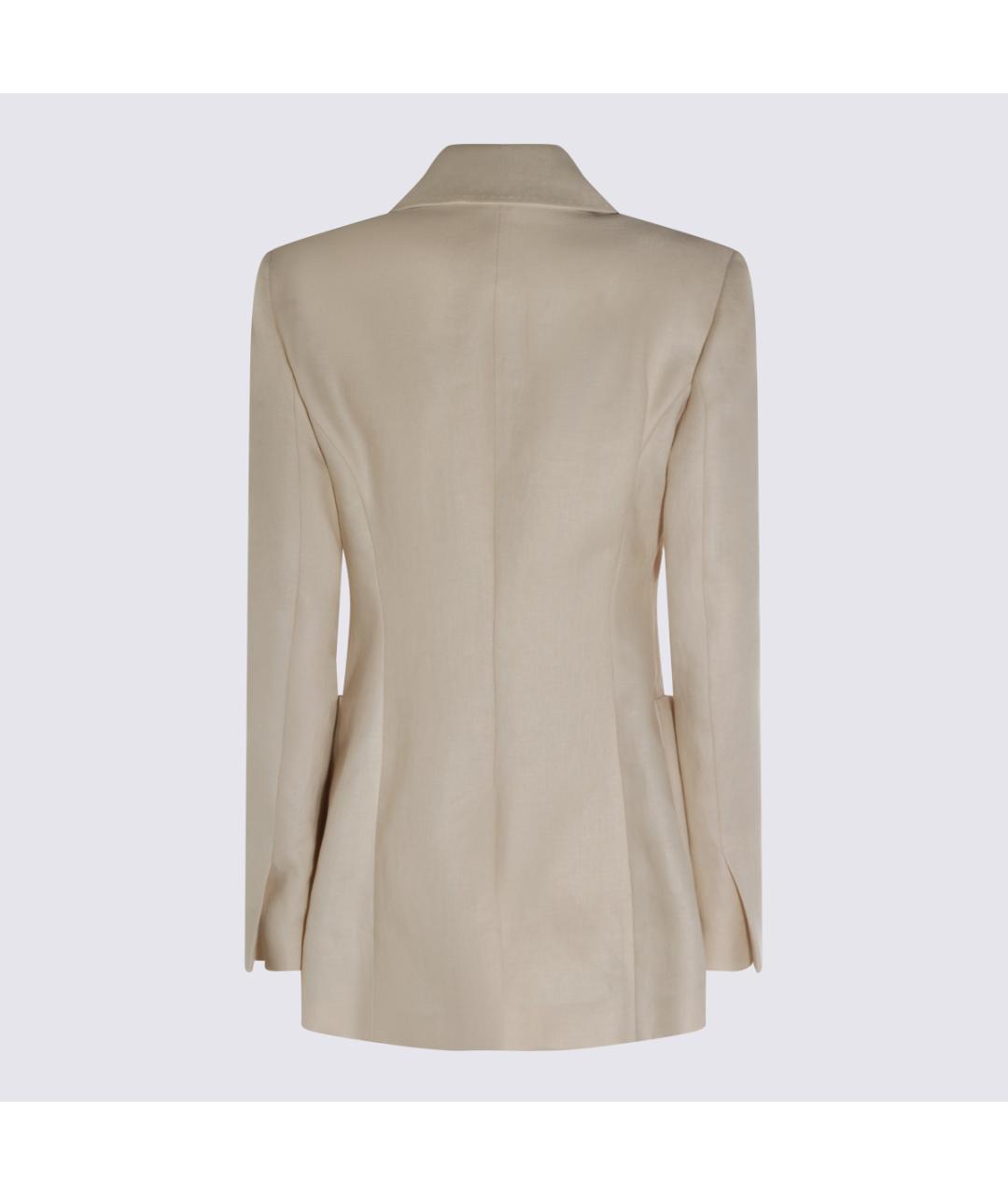 MAX MARA Бежевый льняной жакет/пиджак, фото 2