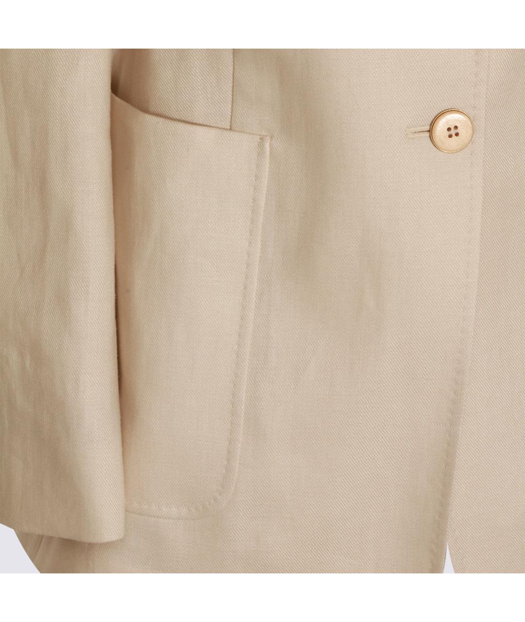 MAX MARA Бежевый льняной жакет/пиджак, фото 3