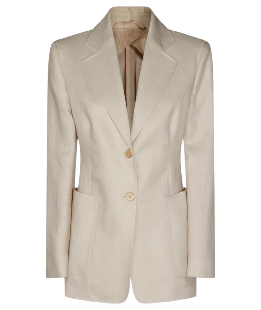 MAX MARA Бежевый льняной жакет/пиджак, фото 1