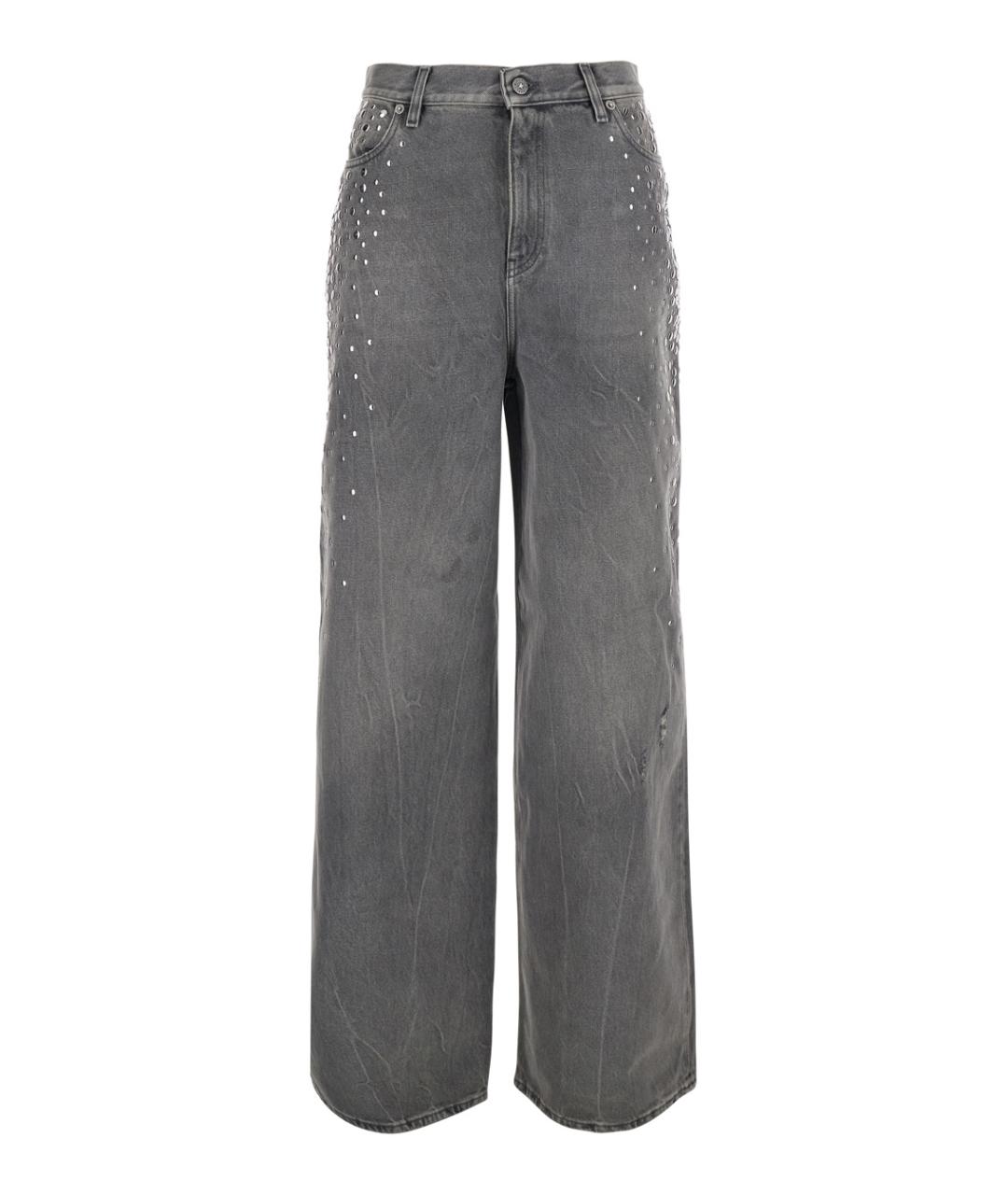 GOLDEN GOOSE DELUXE BRAND Серые хлопковые прямые джинсы, фото 1