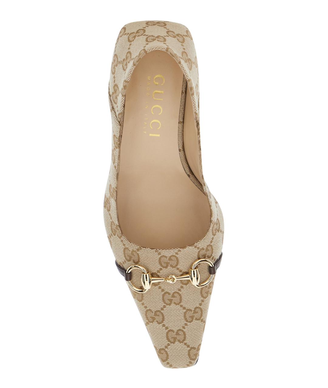 GUCCI Бежевые текстильные туфли, фото 4