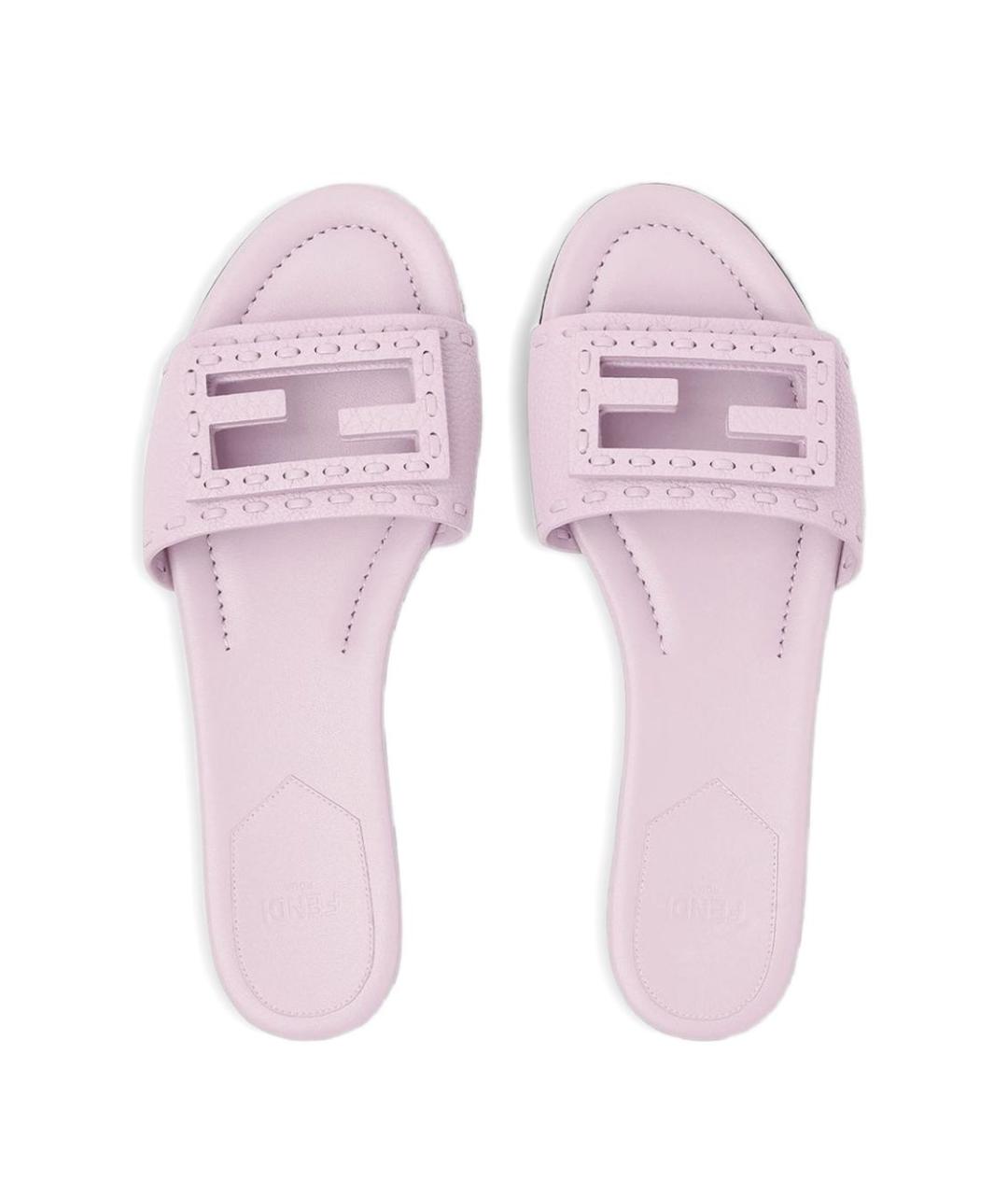 FENDI Фиолетовые кожаные сандалии, фото 4