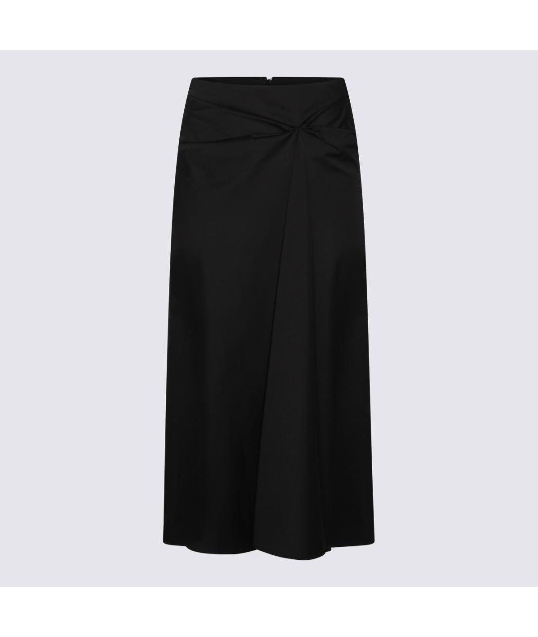 MAX MARA Черная хлопко-эластановая юбка миди, фото 4