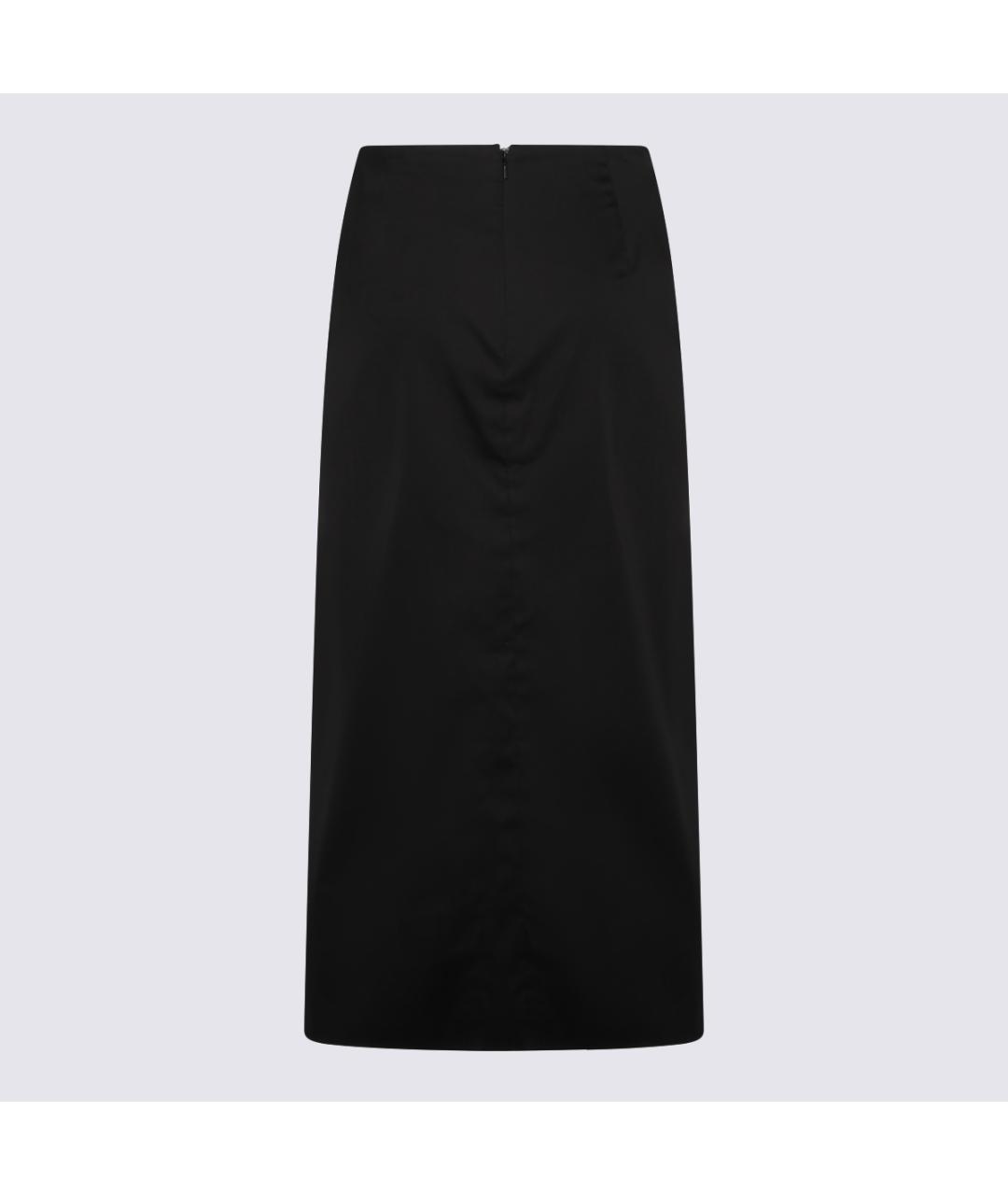 MAX MARA Черная хлопко-эластановая юбка миди, фото 2