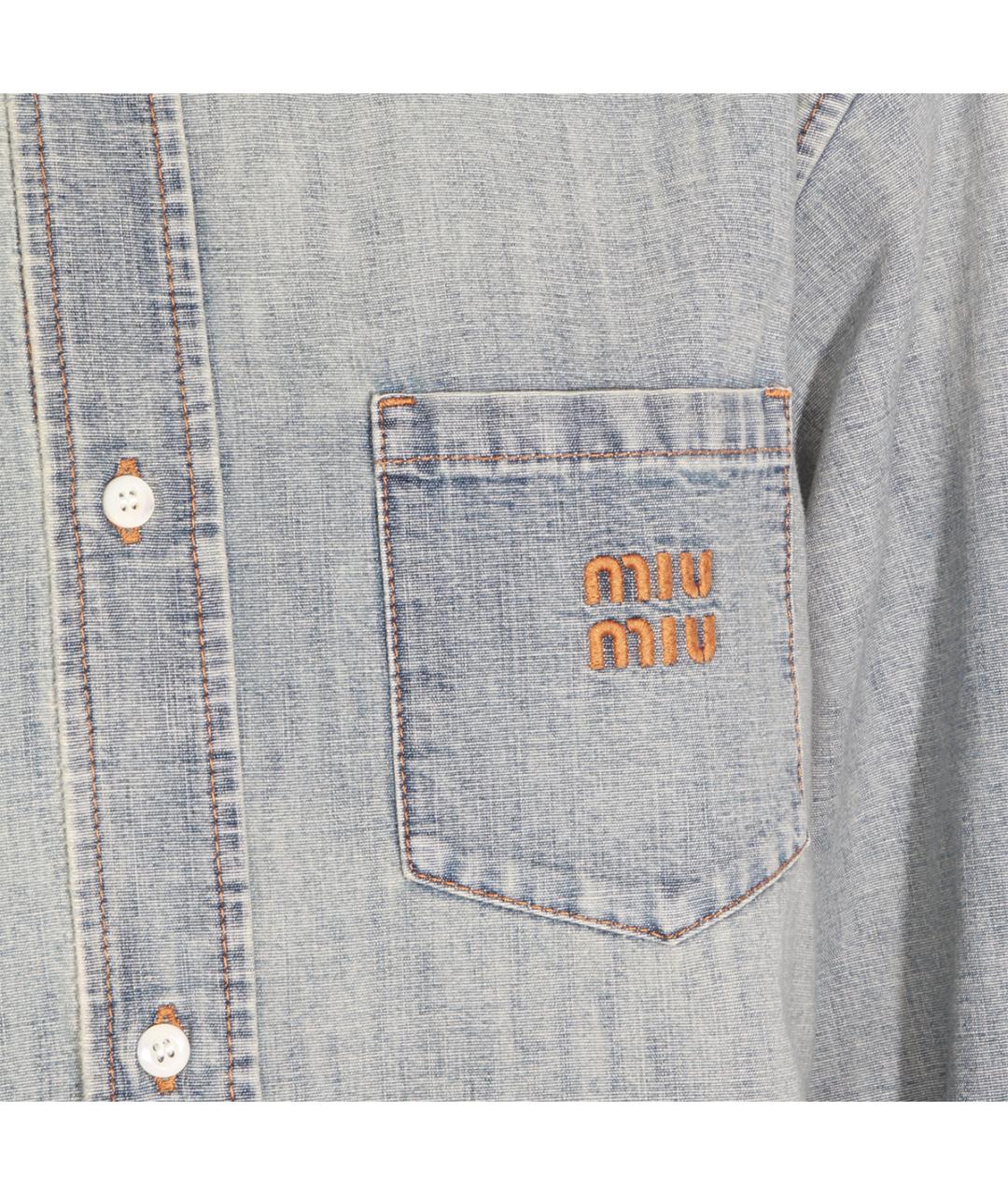 MIU MIU Синяя хлопковая рубашка, фото 3