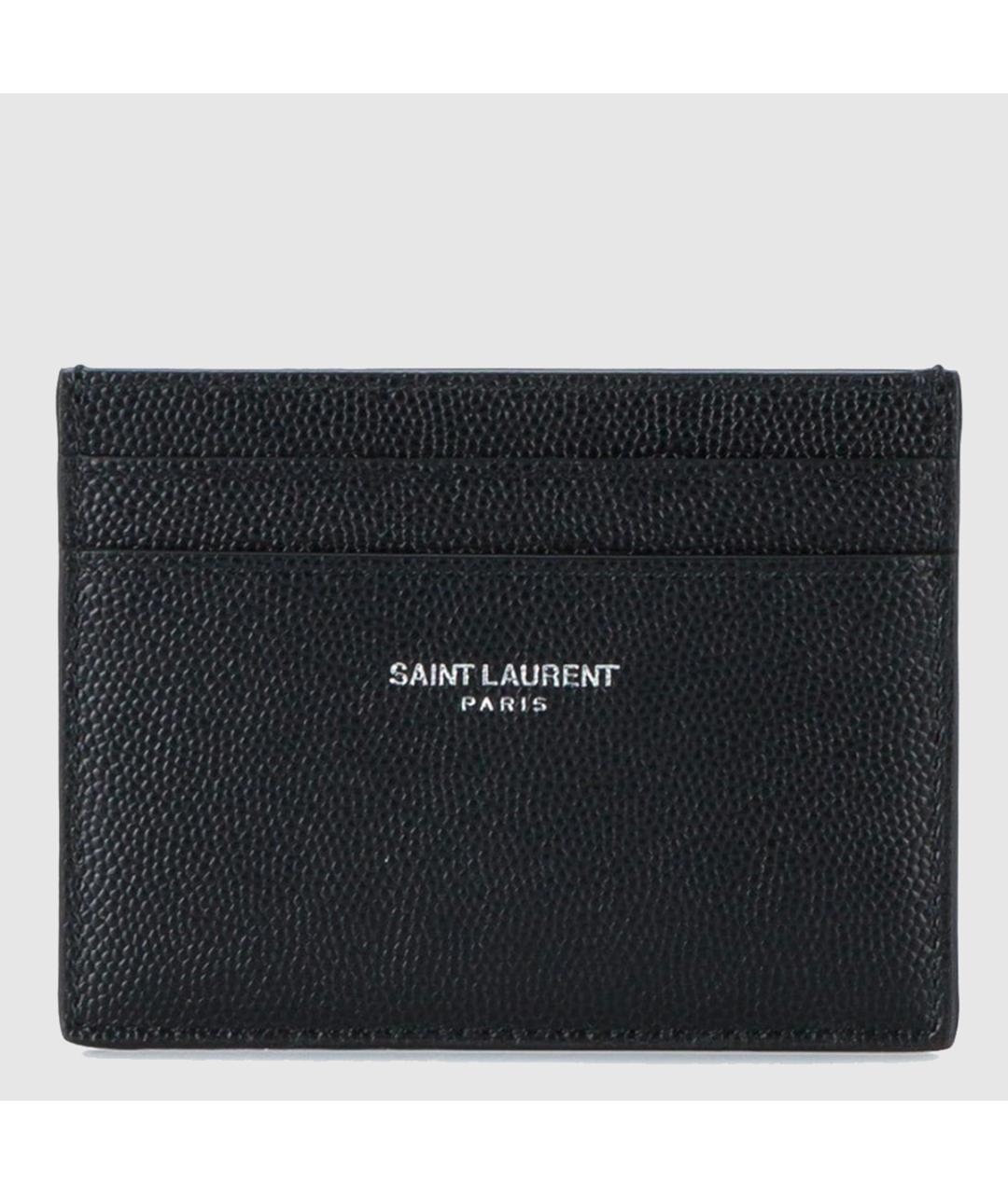 SAINT LAURENT Черный кожаный кардхолдер, фото 3