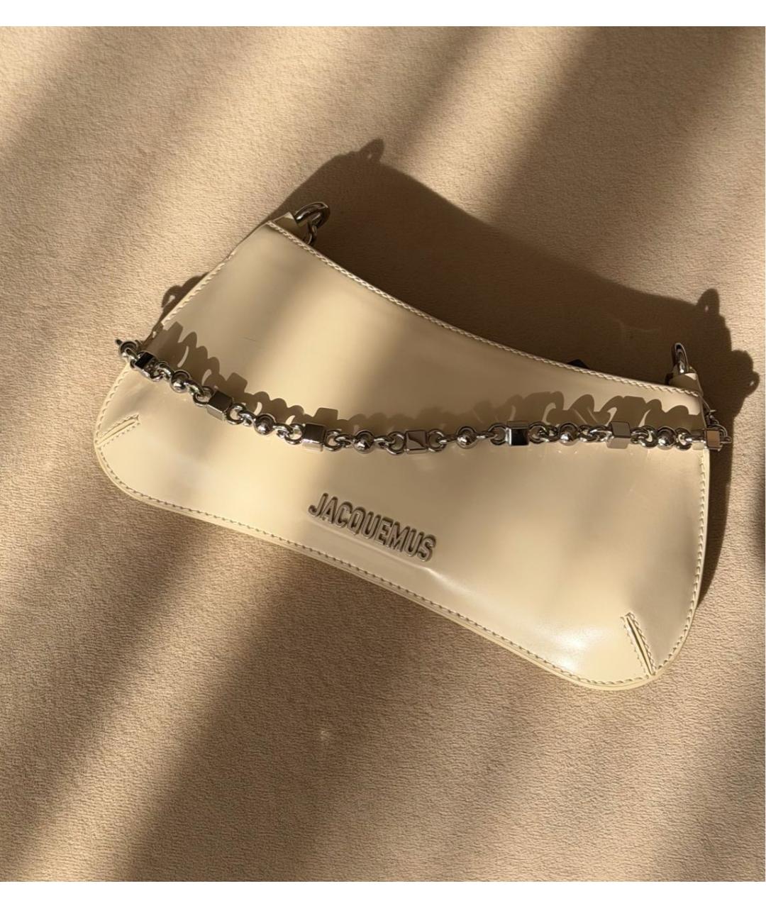 JACQUEMUS Белая кожаная сумка с короткими ручками, фото 2
