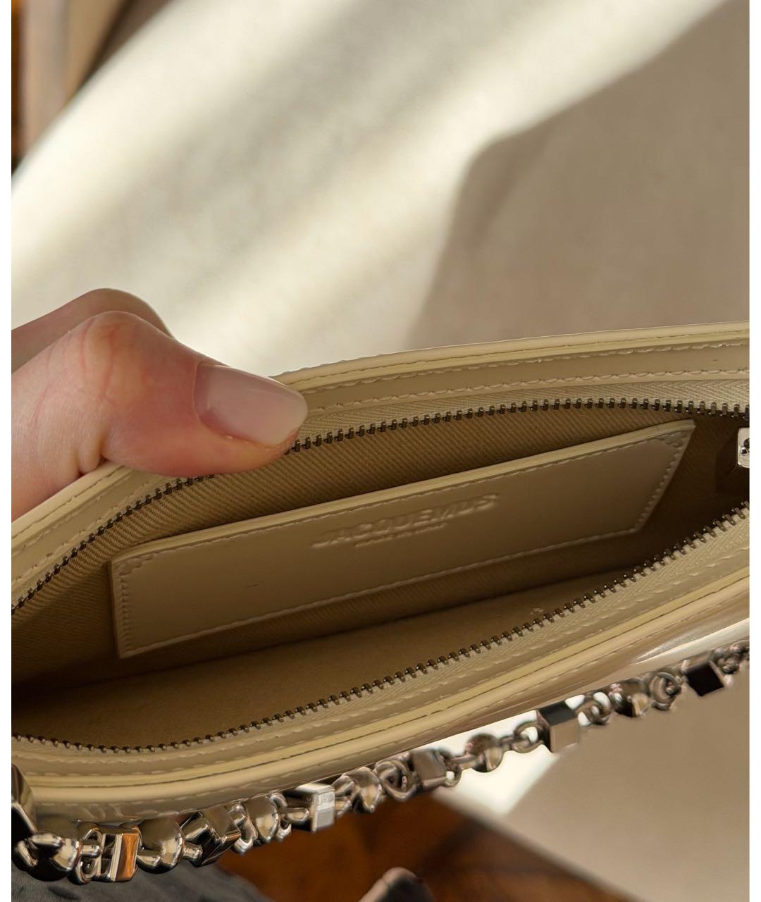 JACQUEMUS Белая кожаная сумка с короткими ручками, фото 6