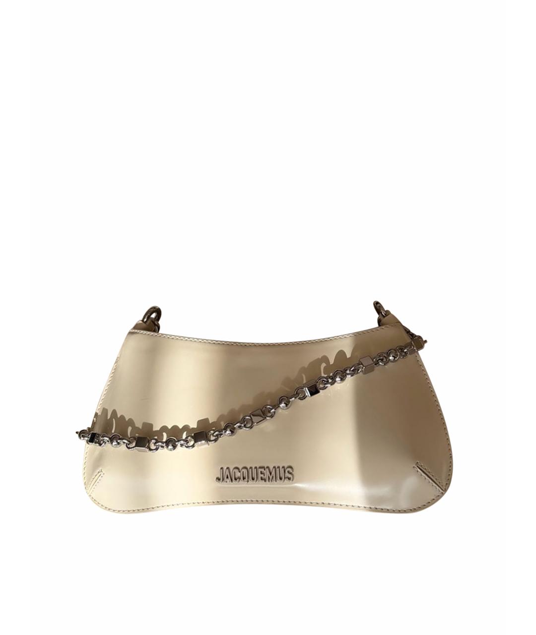 JACQUEMUS Белая кожаная сумка с короткими ручками, фото 1