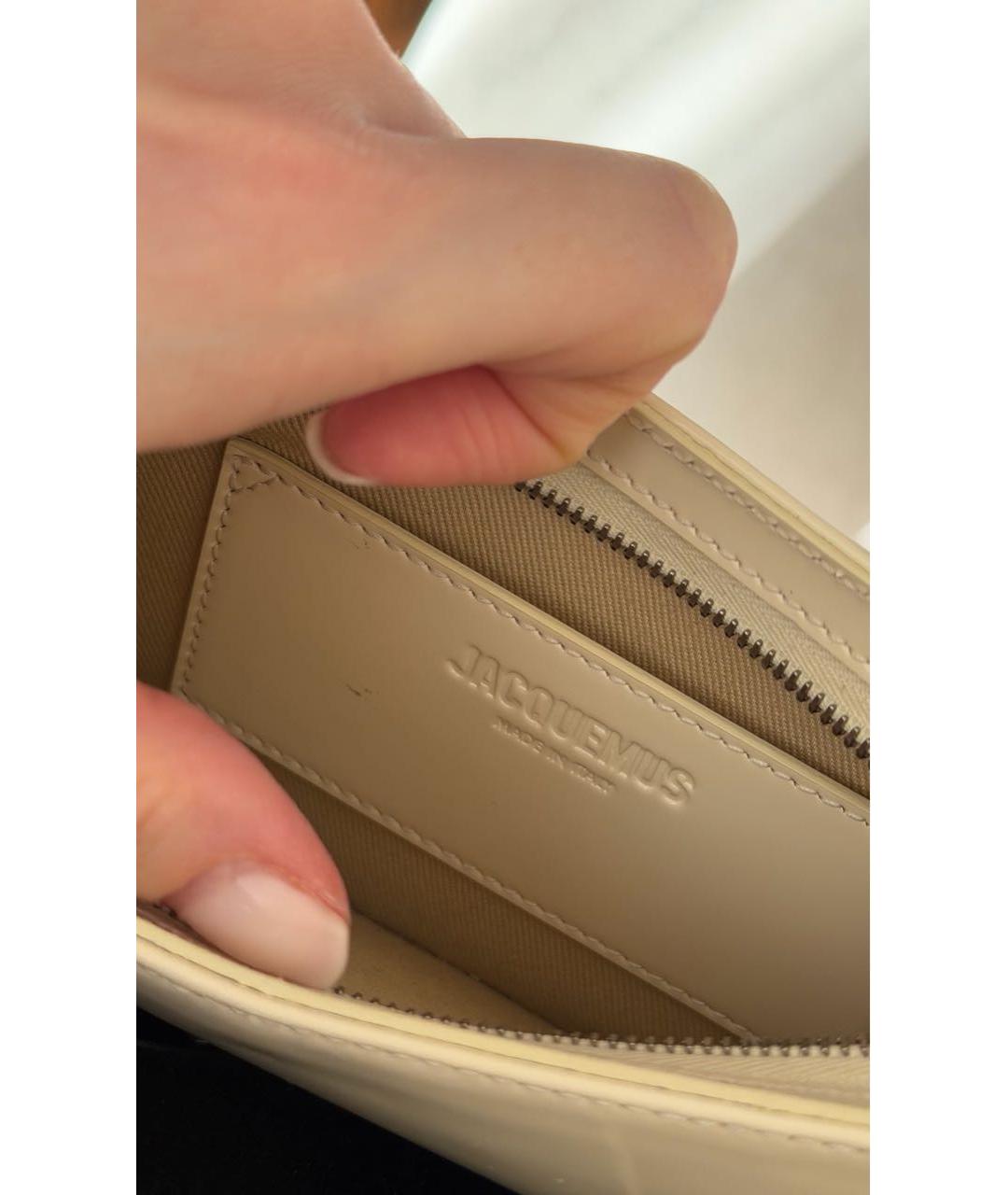 JACQUEMUS Белая кожаная сумка с короткими ручками, фото 4