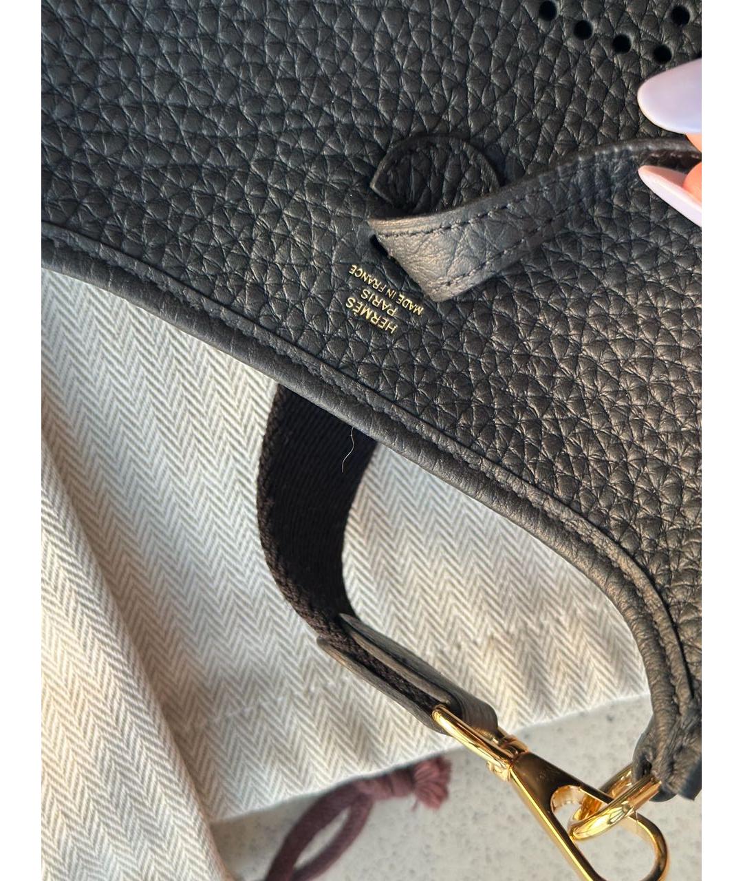 HERMES Черная сумка через плечо из лакированной кожи, фото 6