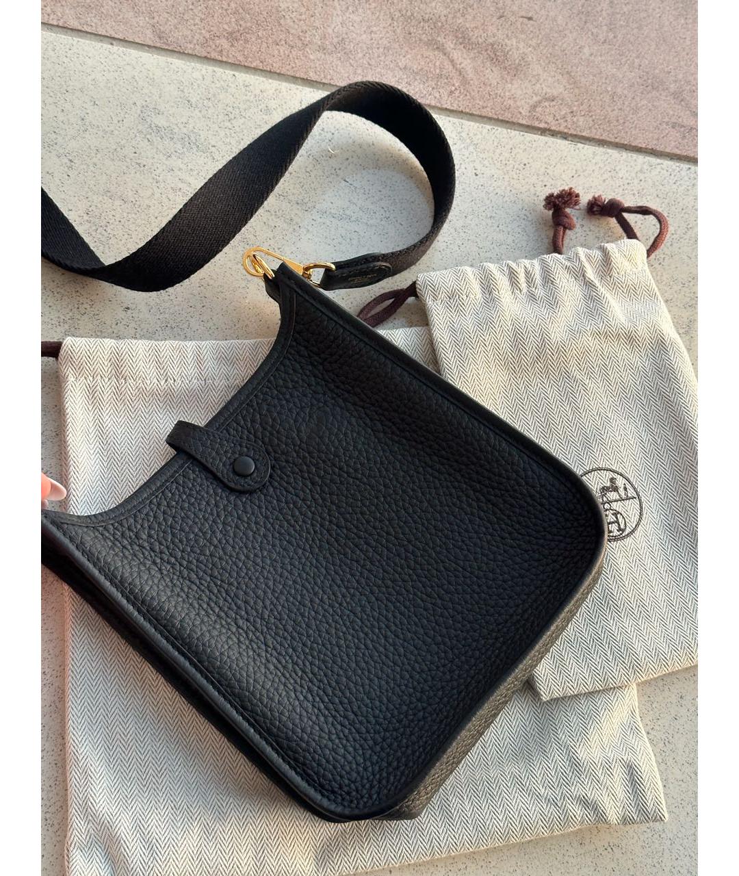 HERMES Черная сумка через плечо из лакированной кожи, фото 7