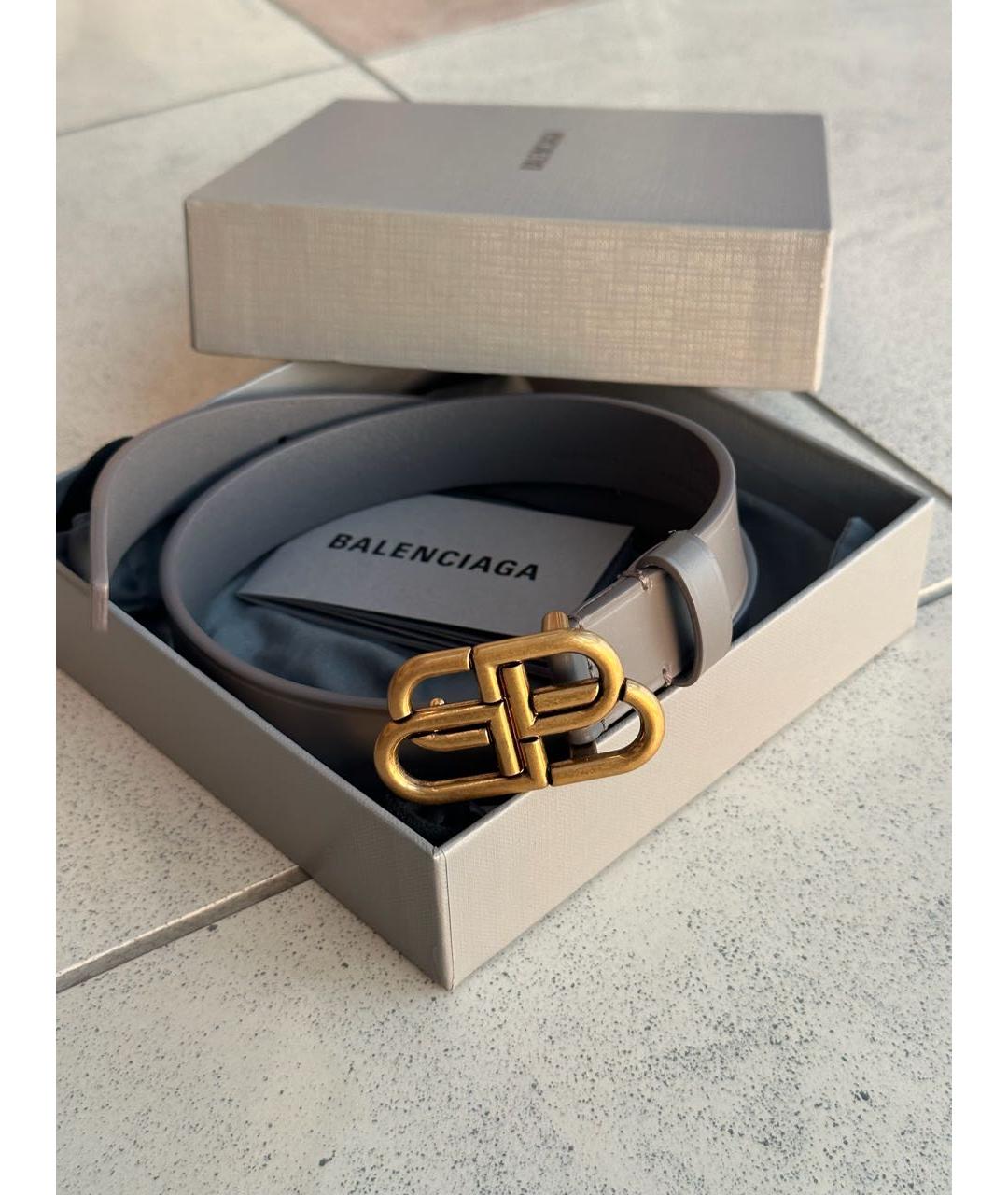 BALENCIAGA Серый кожаный ремень, фото 2