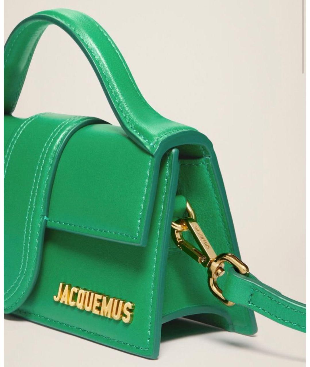 JACQUEMUS Зеленая кожаная сумка с короткими ручками, фото 6
