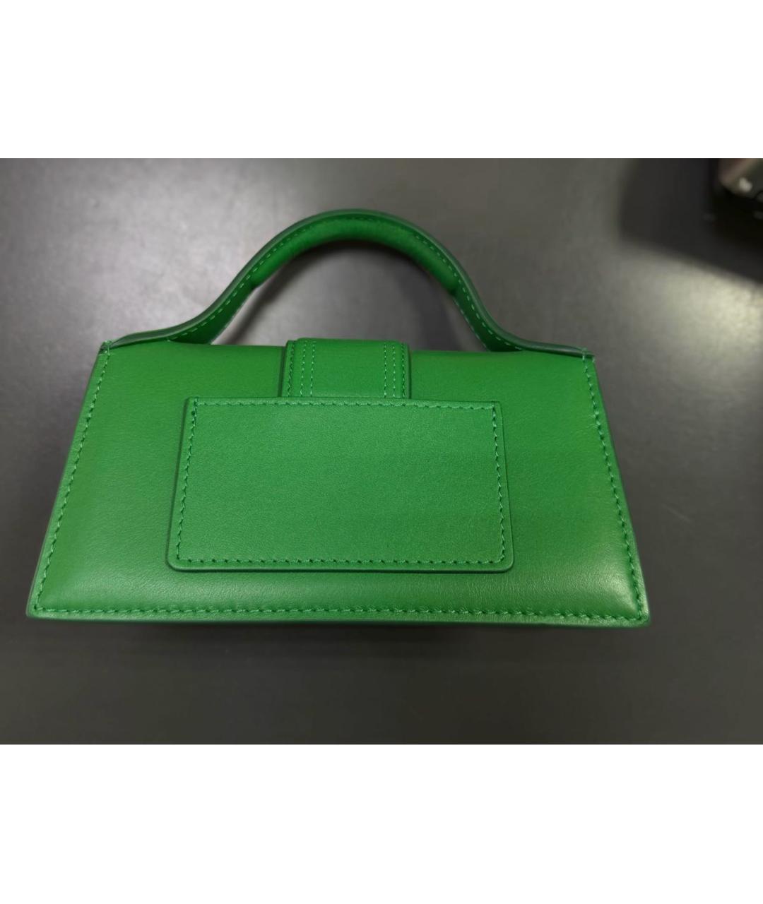 JACQUEMUS Зеленая кожаная сумка с короткими ручками, фото 3