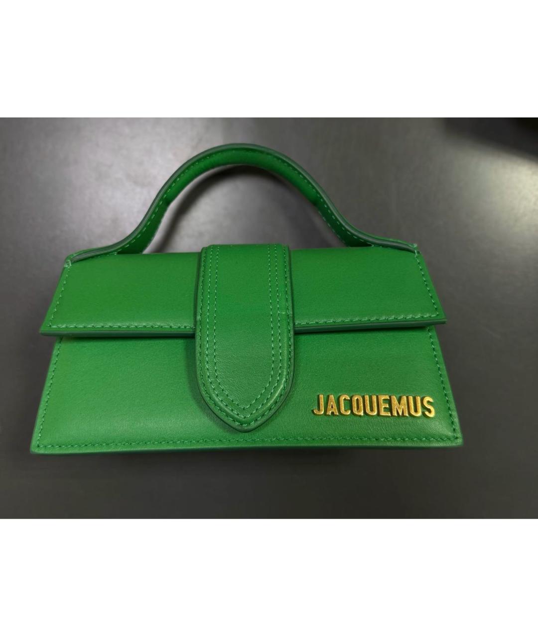 JACQUEMUS Зеленая кожаная сумка с короткими ручками, фото 2