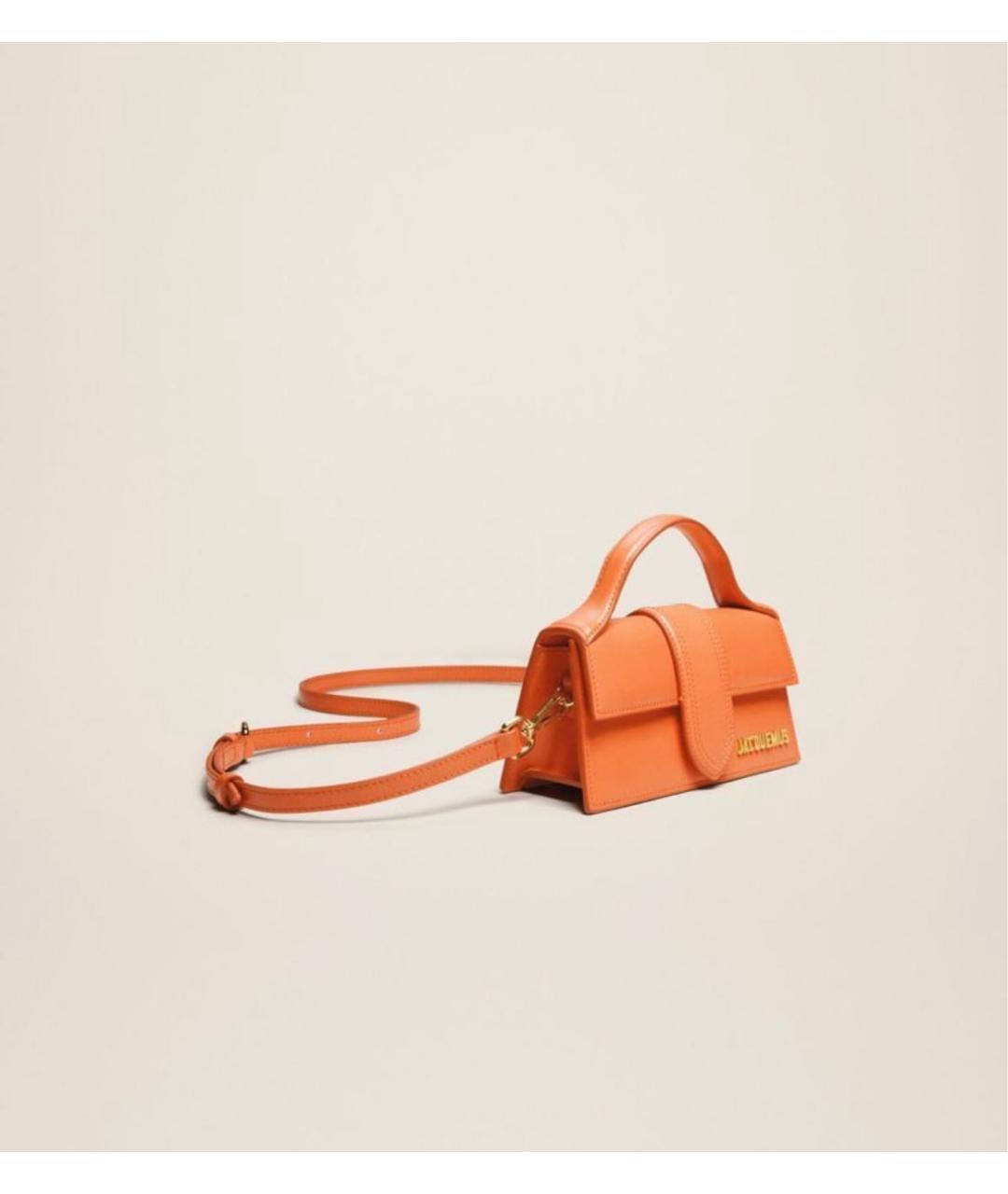 JACQUEMUS Оранжевая кожаная сумка с короткими ручками, фото 5