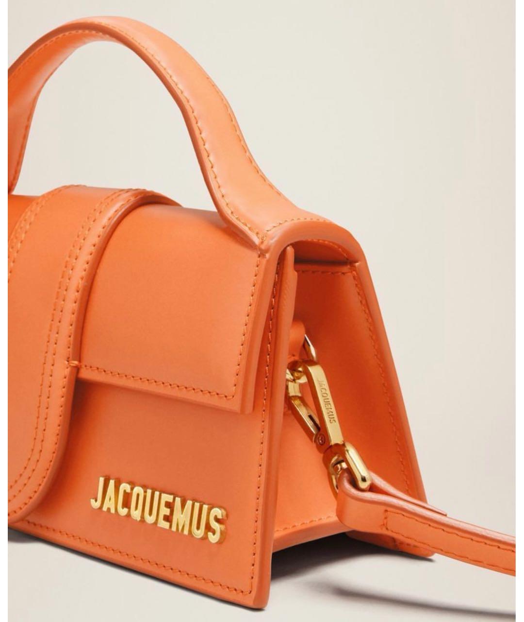 JACQUEMUS Оранжевая кожаная сумка с короткими ручками, фото 4