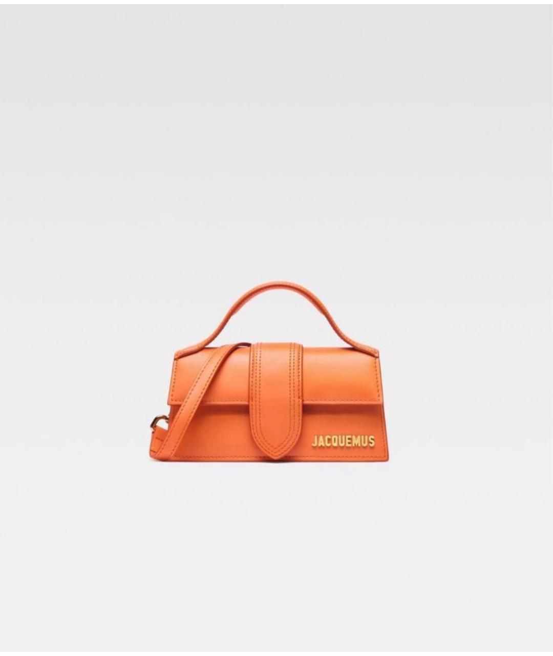 JACQUEMUS Оранжевая кожаная сумка с короткими ручками, фото 6