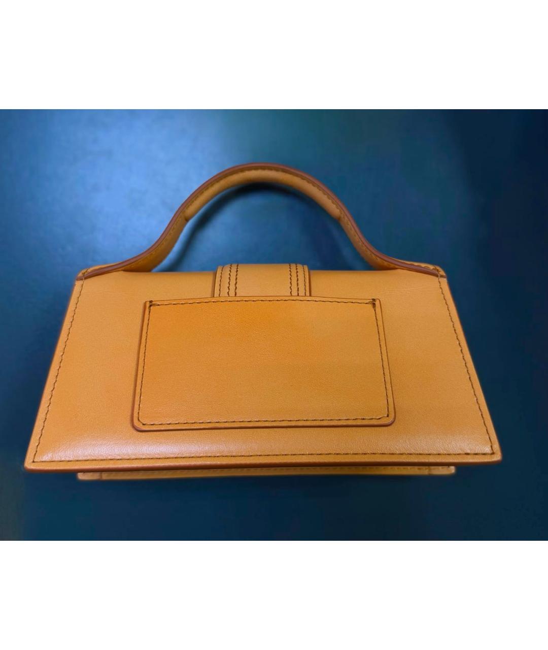 JACQUEMUS Оранжевая кожаная сумка с короткими ручками, фото 3