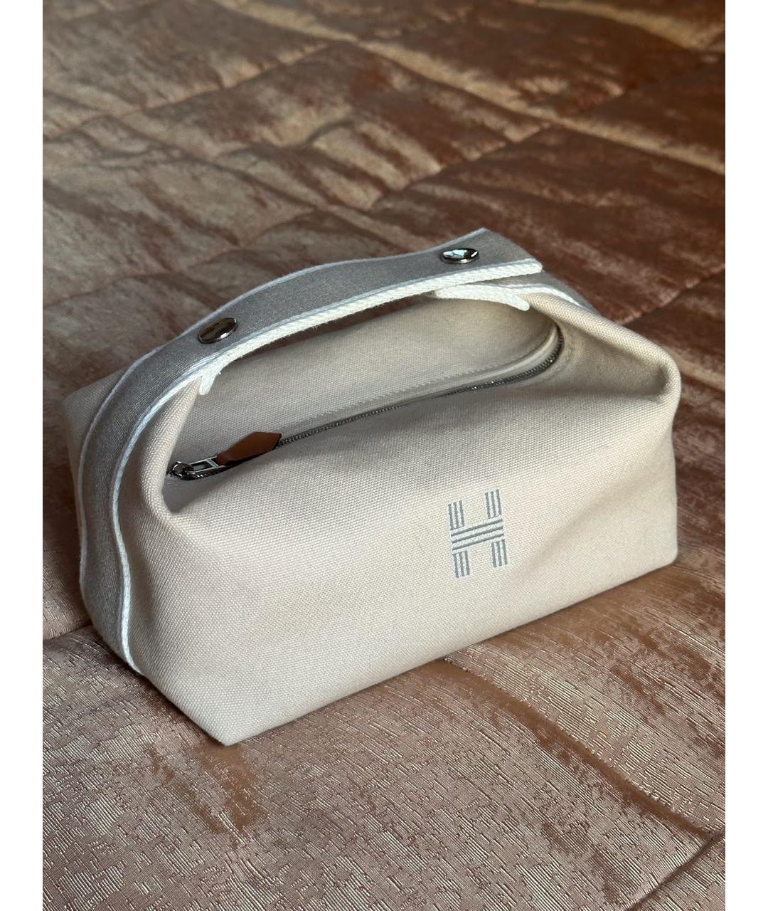 HERMES Бежевая тканевая косметичка, фото 2