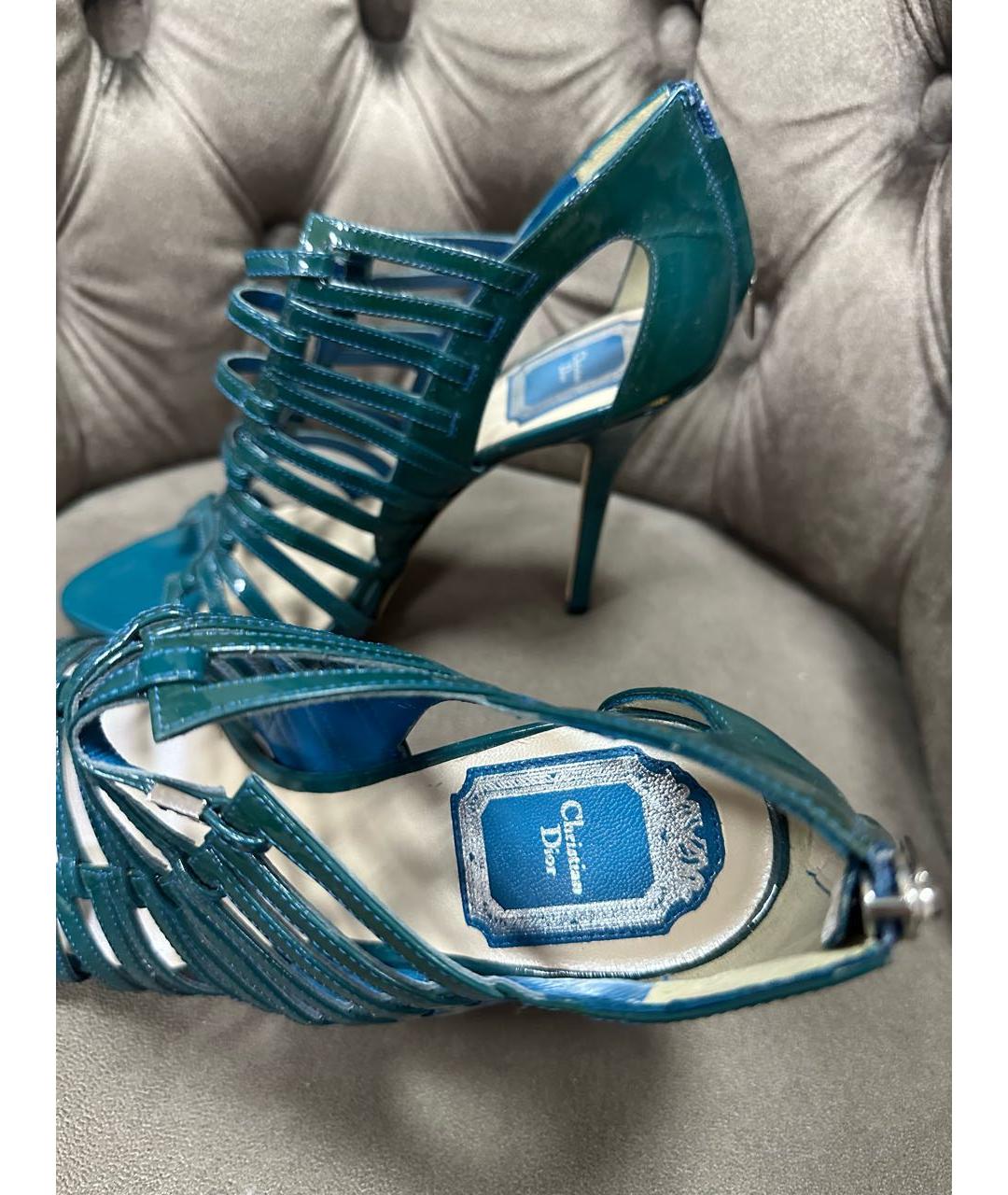 CHRISTIAN DIOR Зеленые босоножки из лакированной кожи, фото 3