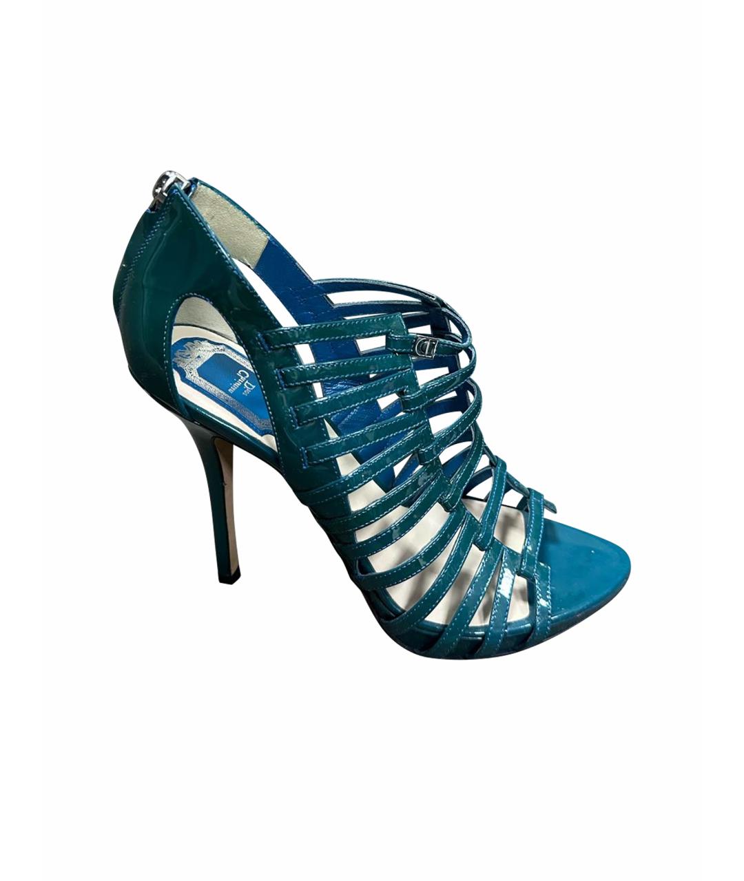 CHRISTIAN DIOR Зеленые босоножки из лакированной кожи, фото 1