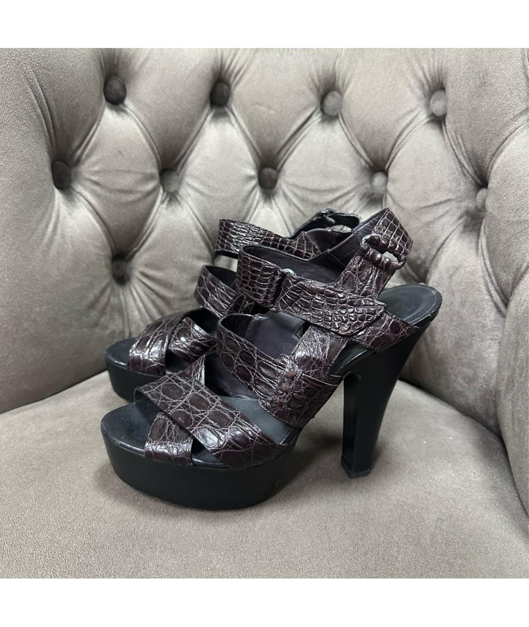 BOTTEGA VENETA Коричневые босоножки, фото 7