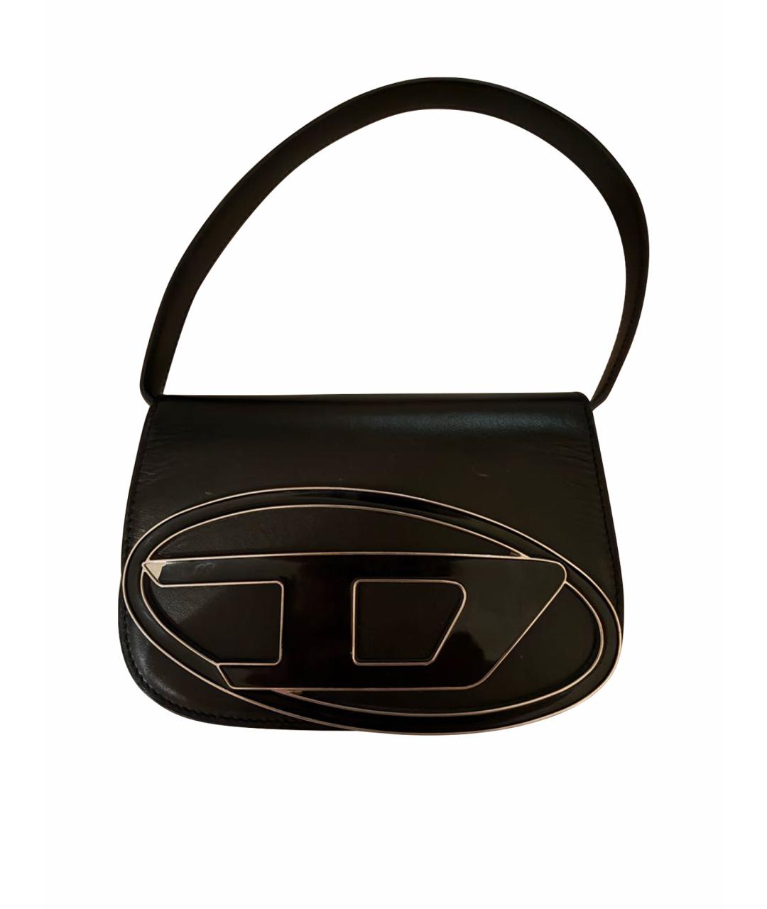 DIESEL Черная кожаная сумка с короткими ручками, фото 1