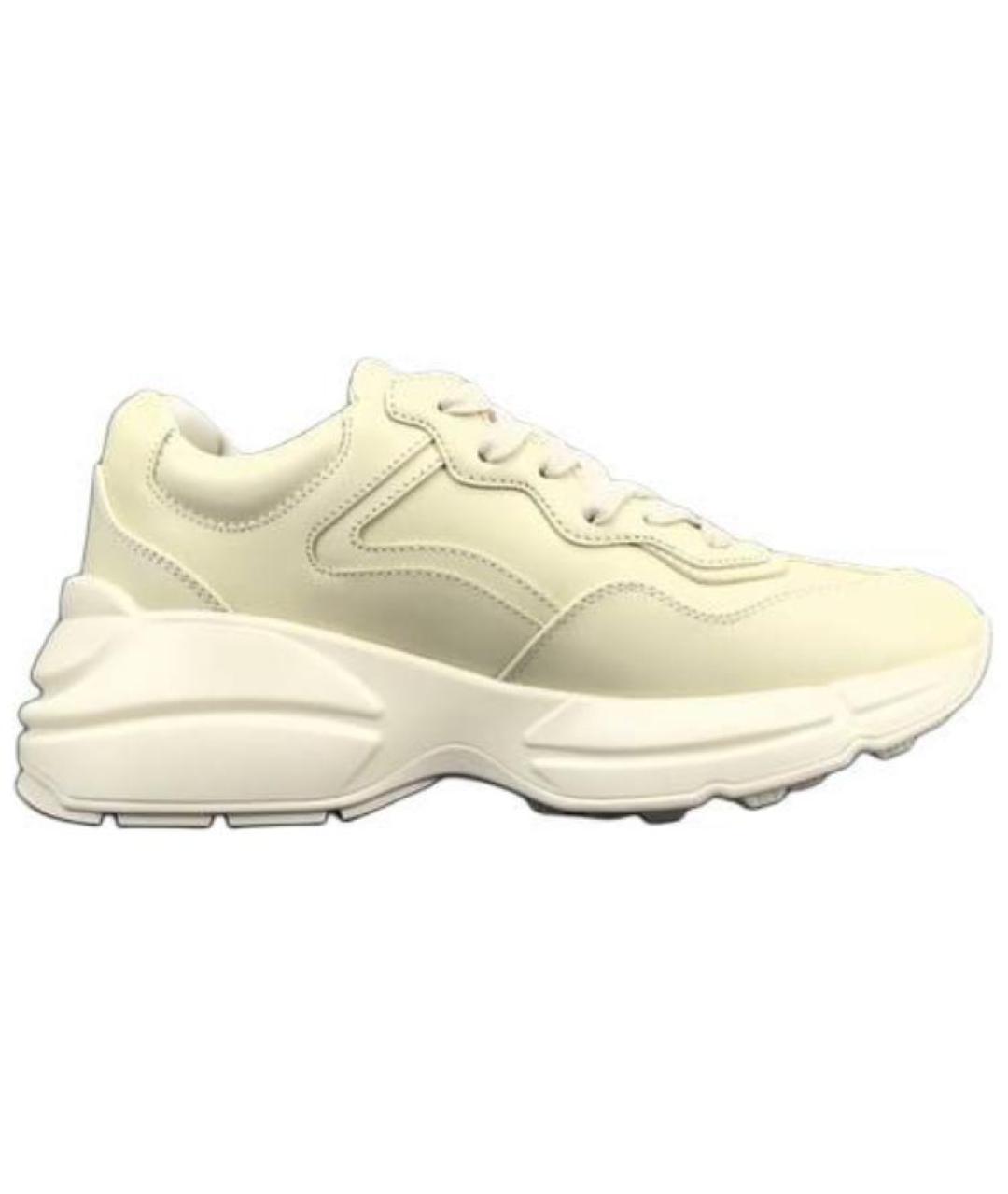 GUCCI Бежевые кожаные кроссовки, фото 2