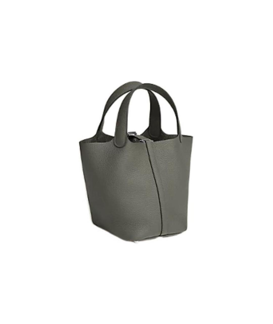 HERMES Серая кожаная сумка через плечо, фото 4