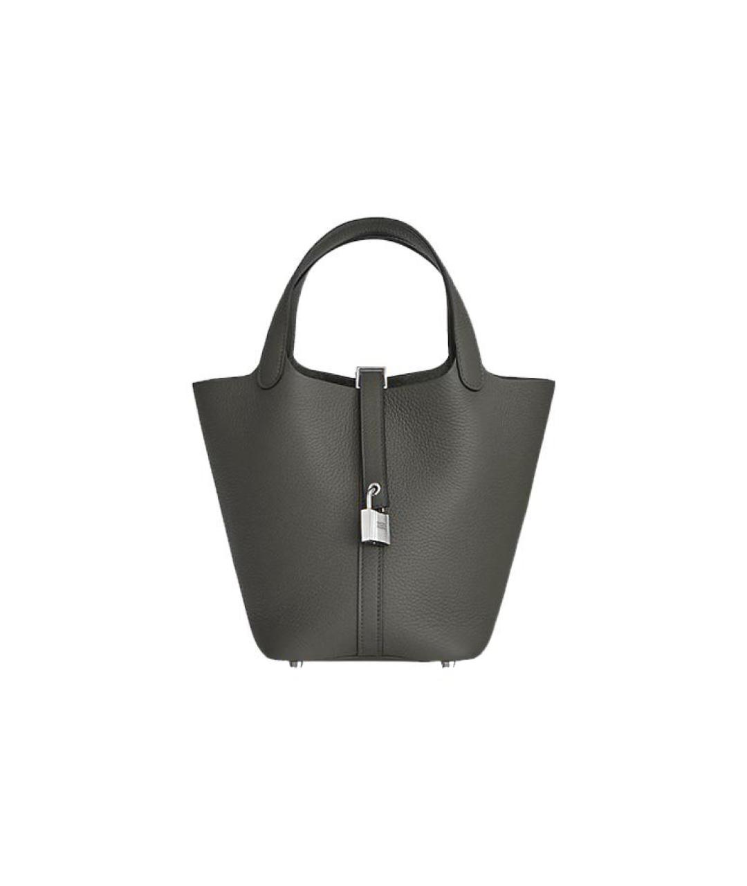 HERMES Серая кожаная сумка через плечо, фото 6