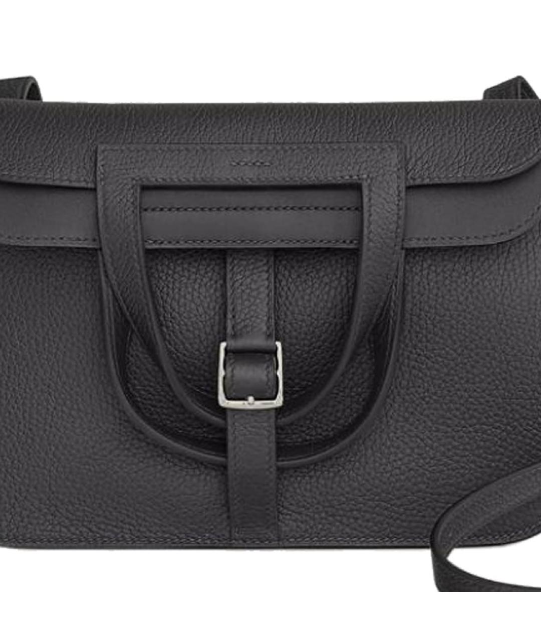 HERMES Черная кожаная сумка через плечо, фото 5