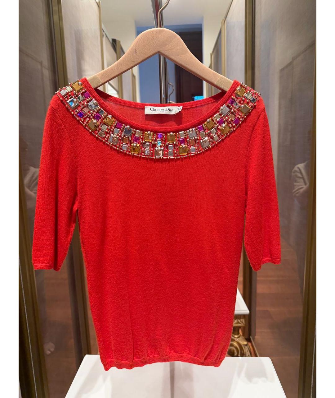 CHRISTIAN DIOR Красный кашемировый джемпер / свитер, фото 3