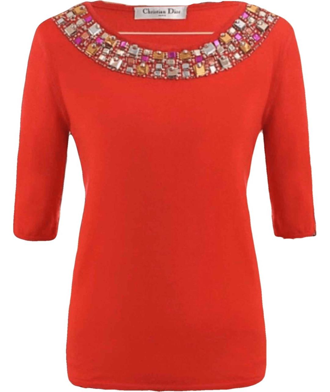 CHRISTIAN DIOR Красный кашемировый джемпер / свитер, фото 7