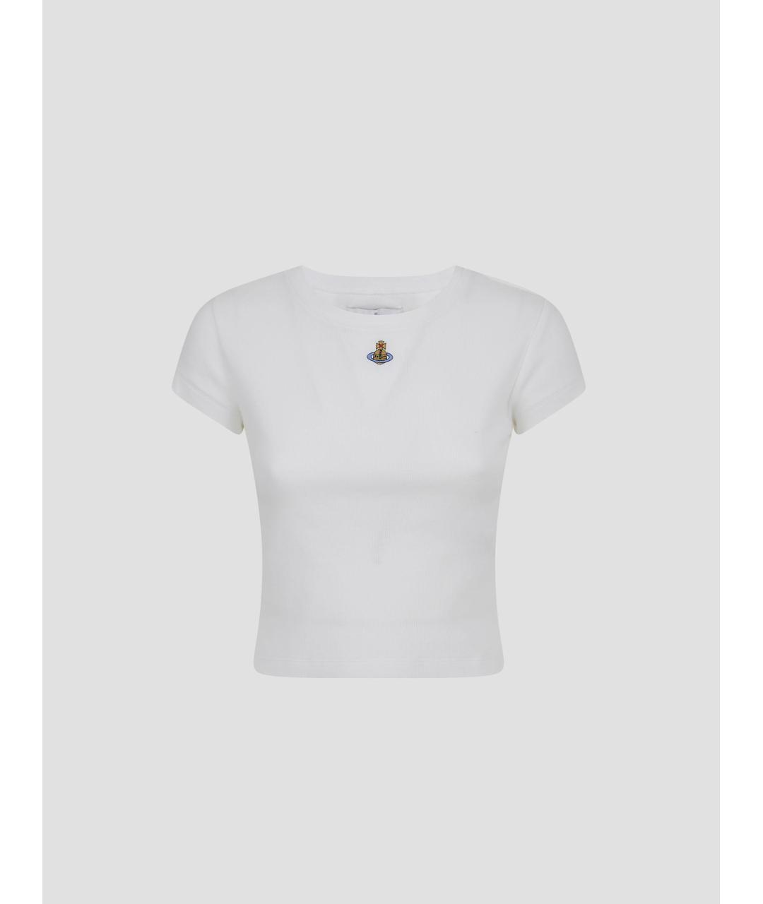 VIVIENNE WESTWOOD Белая хлопко-эластановая футболка, фото 4