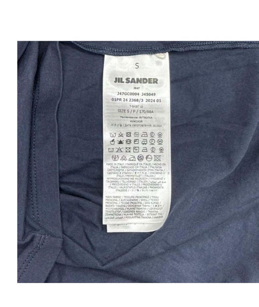 JIL SANDER Темно-синяя хлопковая футболка, фото 3