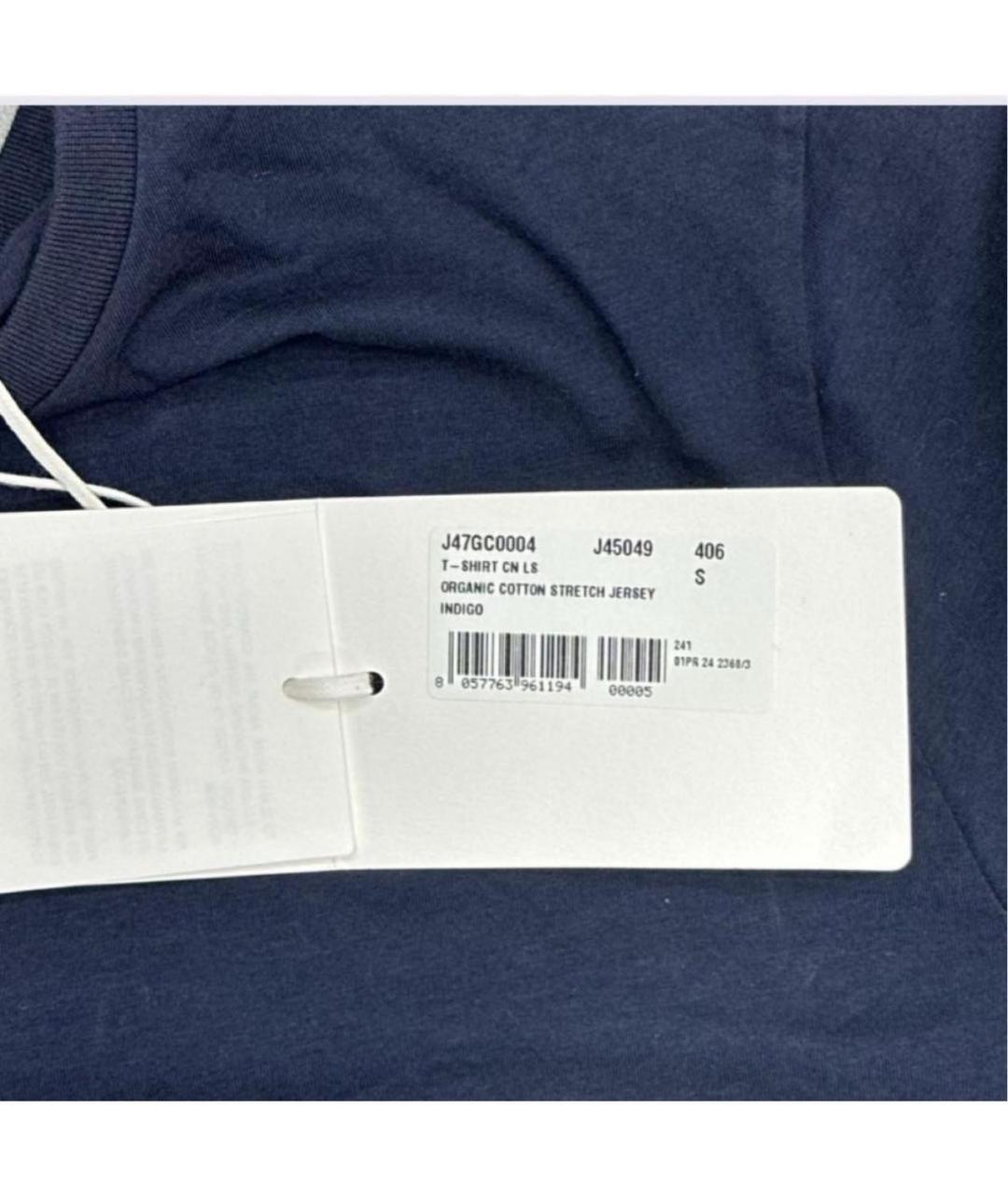 JIL SANDER Темно-синяя хлопковая футболка, фото 4