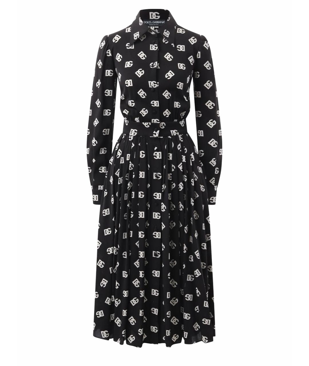 DOLCE&GABBANA Черное шелковое повседневное платье, фото 1