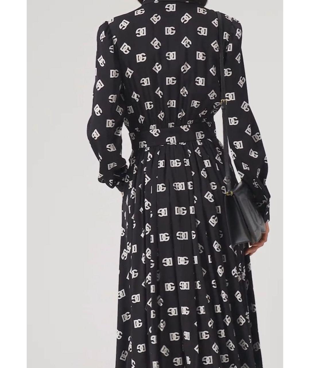 DOLCE&GABBANA Черное шелковое повседневное платье, фото 4