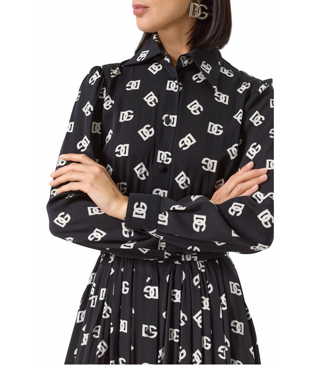 DOLCE&GABBANA Черное шелковое повседневное платье, фото 6