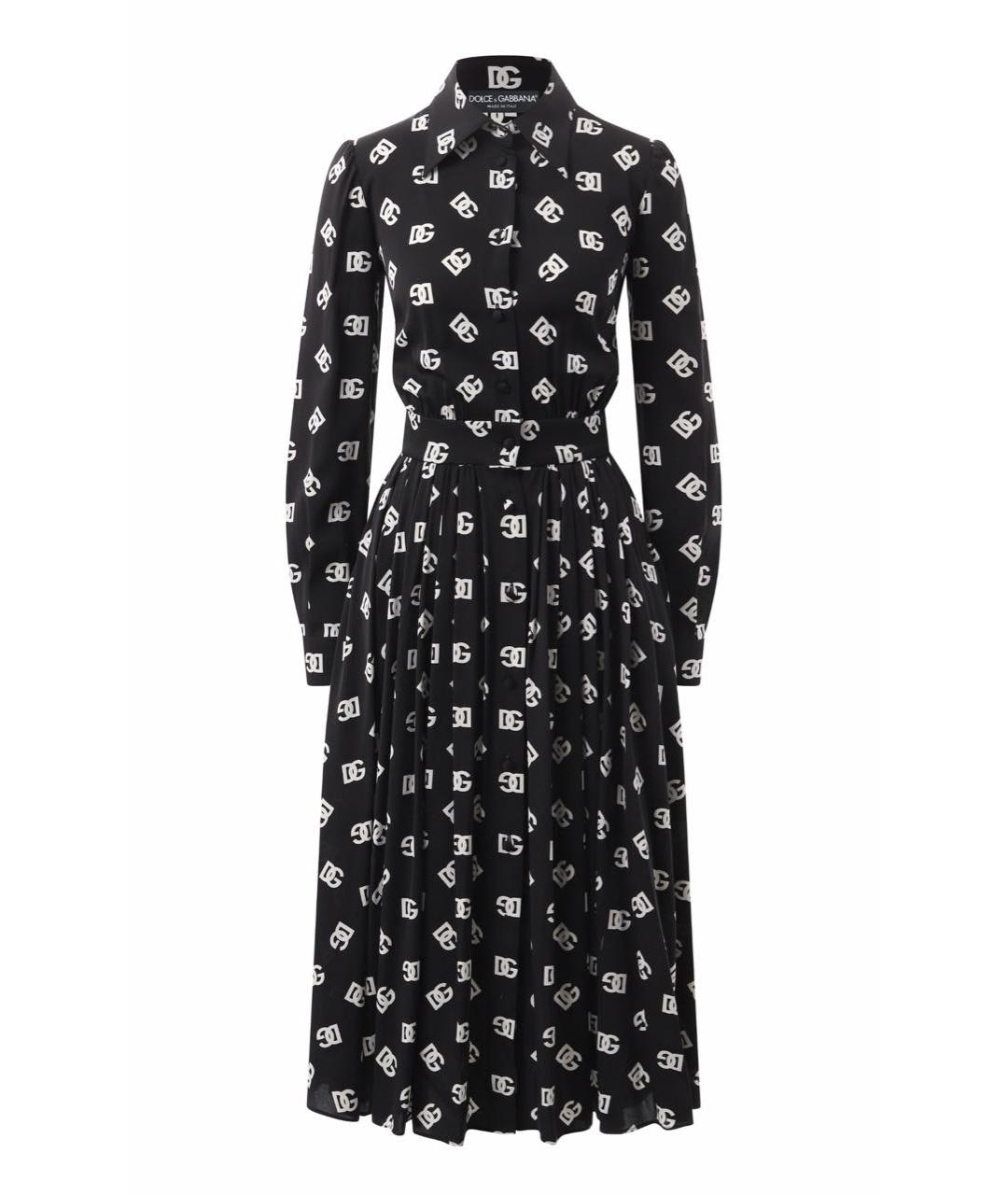 DOLCE&GABBANA Черное шелковое повседневное платье, фото 8