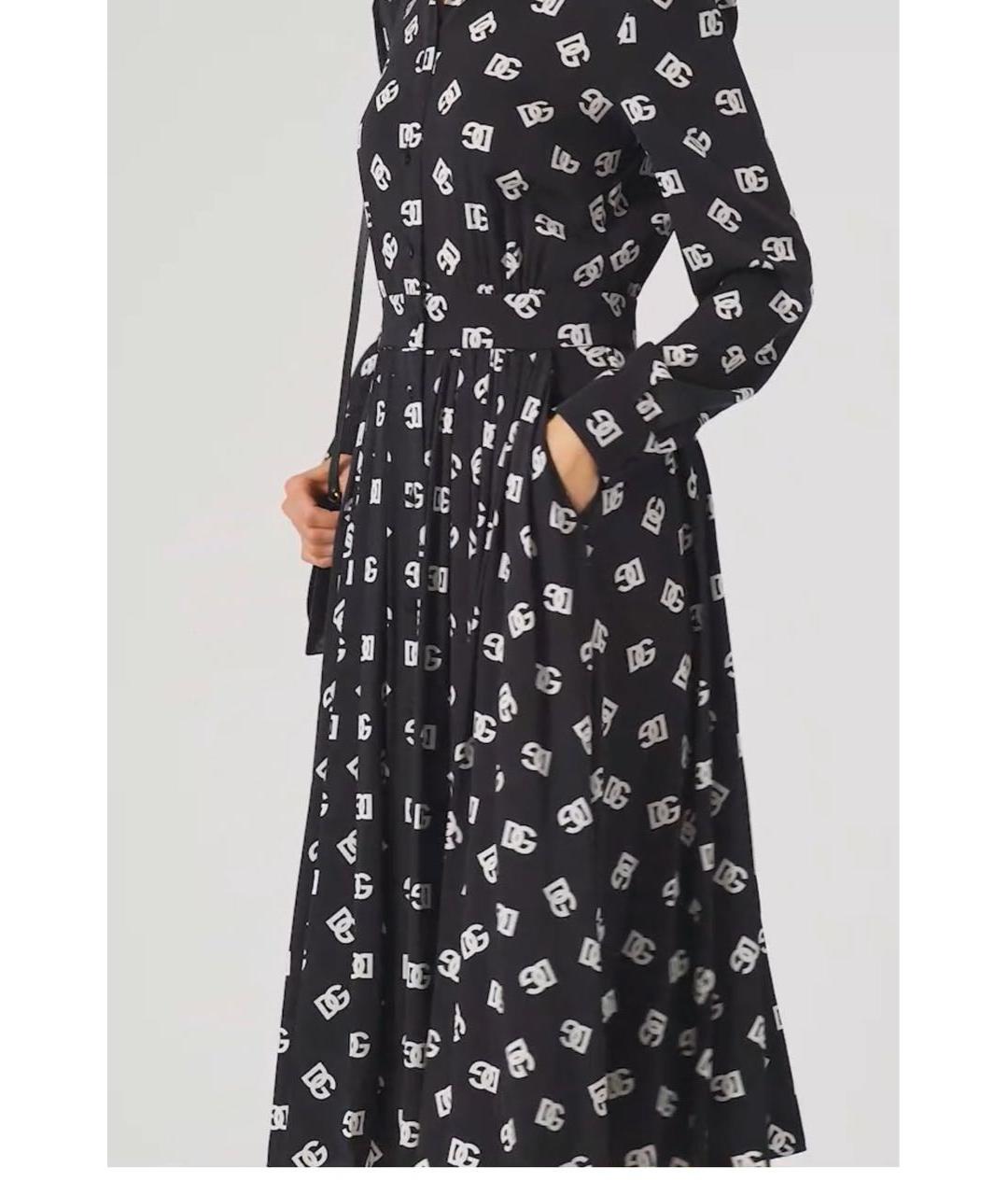 DOLCE&GABBANA Черное шелковое повседневное платье, фото 5