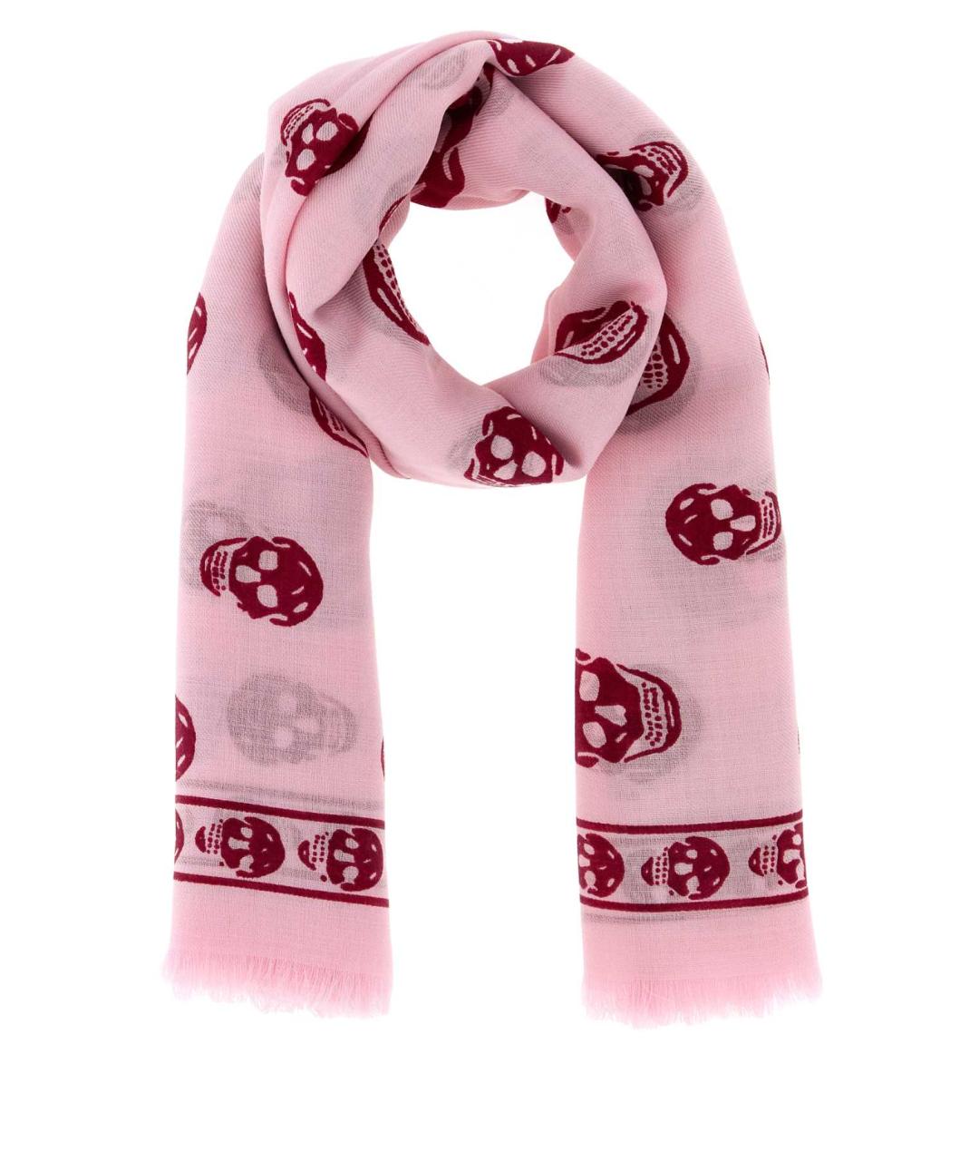 ALEXANDER MCQUEEN Розовый шелковый шарф, фото 1