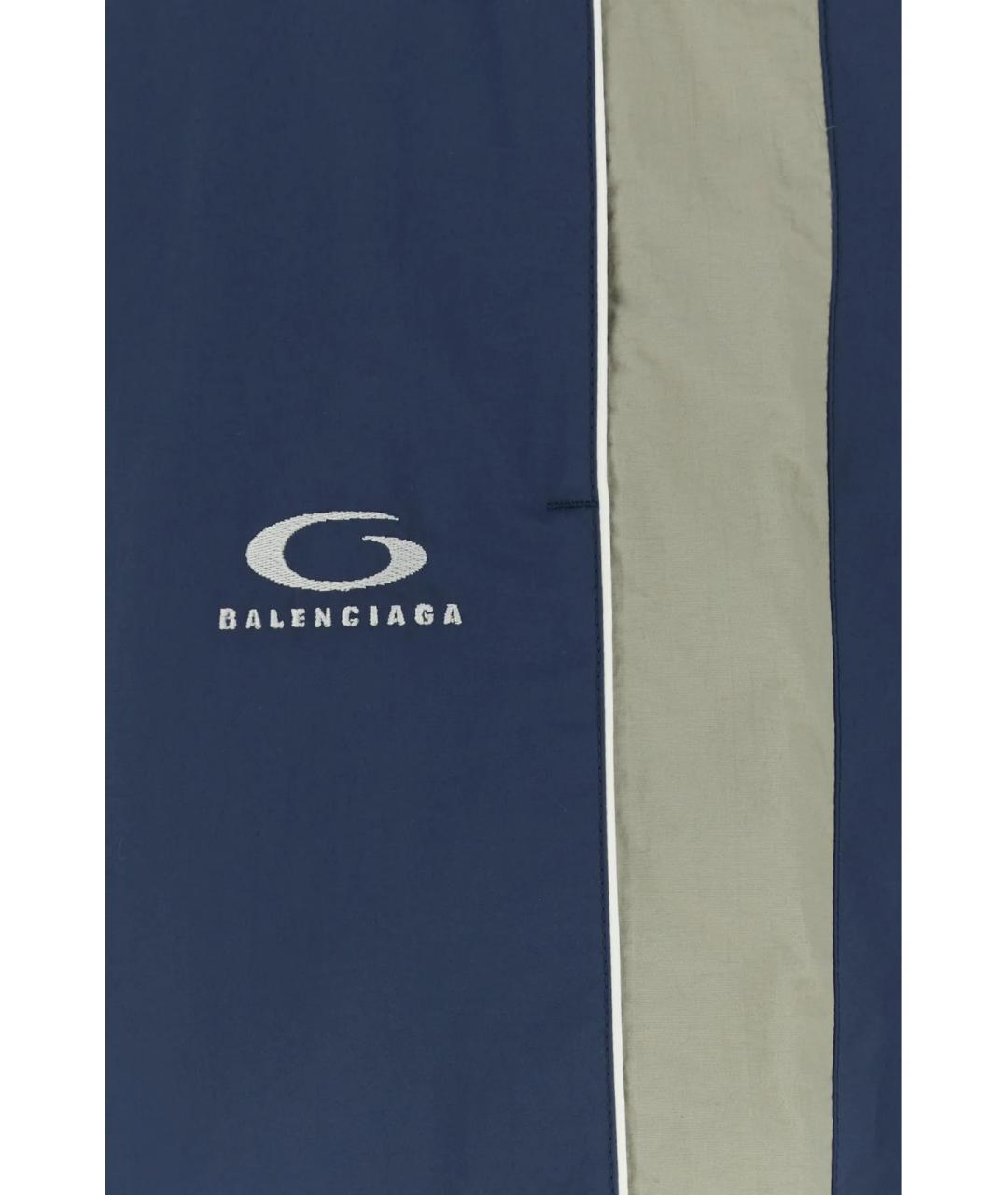 BALENCIAGA Синие полиэстеровые повседневные брюки, фото 3