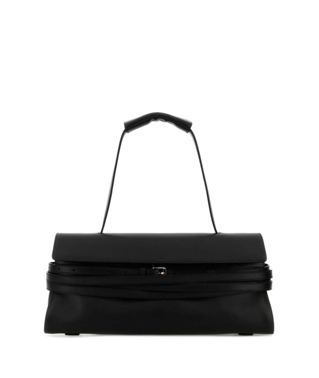 MOSCHINO Черная кожаная сумка с короткими ручками, фото 1